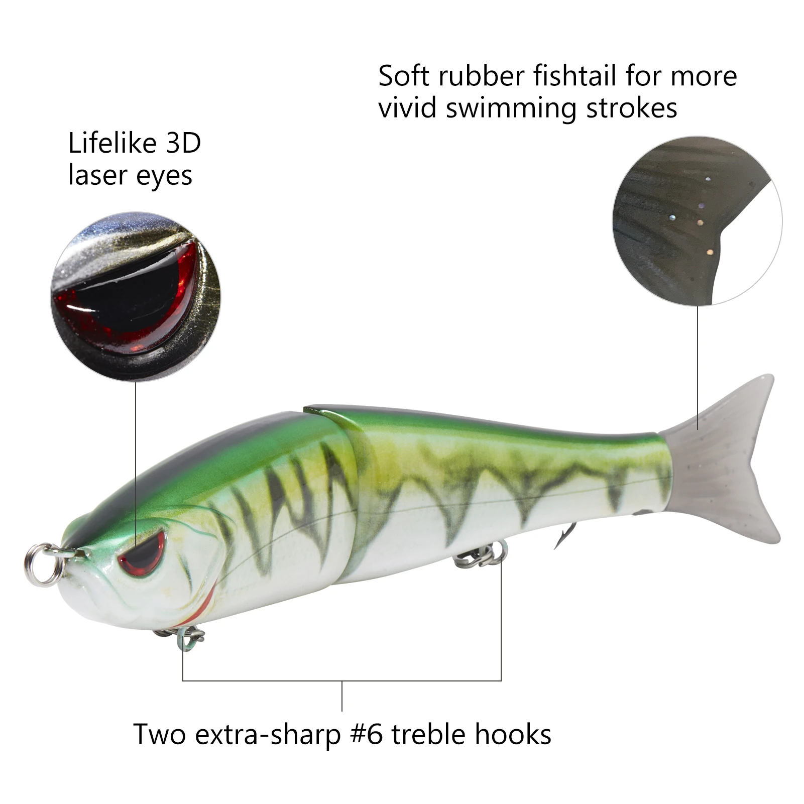 Bassdash Glide Baits for Pike Salmon Trout Topwater Single-Jointed Swimbait Bass Fishing Lure 11.43cm/18.5g 17.78cm/62.5g
