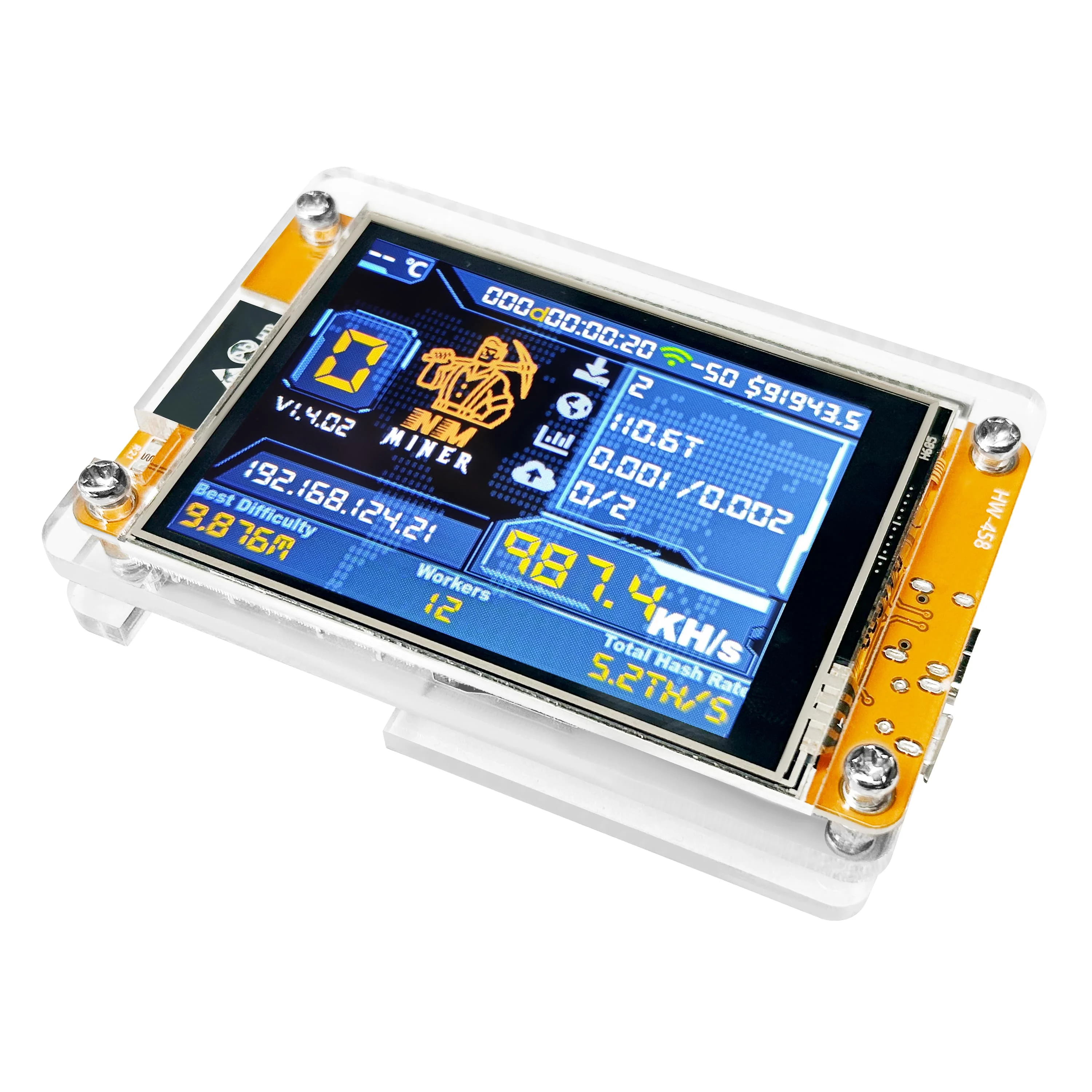 NMMiner Solo Lottery Bitcoin Lucky Miner for Computer Nerd 2.8 inch Hashrate 987KH/s Smart Display Crypto ESP32-2432S028R DROOM
