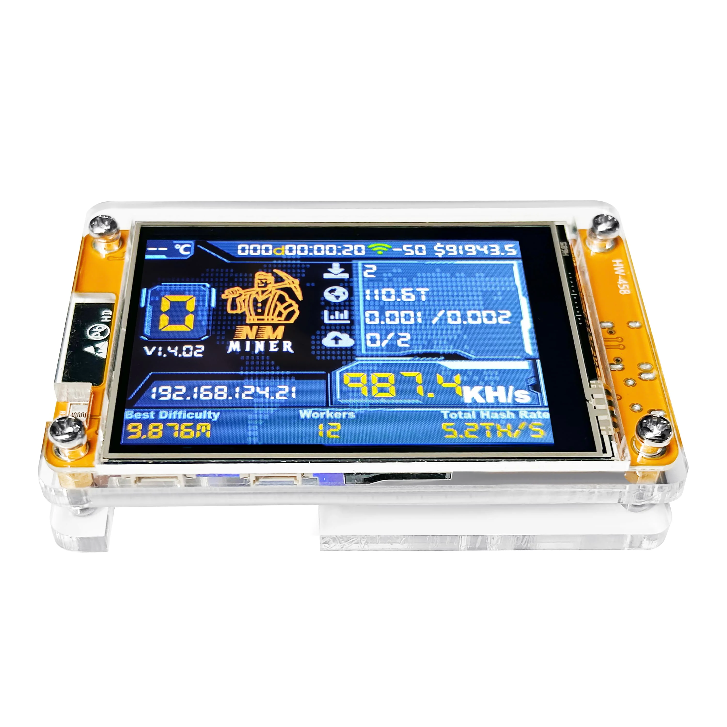 NMMiner Solo Lottery Bitcoin Lucky Miner for Computer Nerd 2.8 inch Hashrate 987KH/s Smart Display Crypto ESP32-2432S028R DROOM