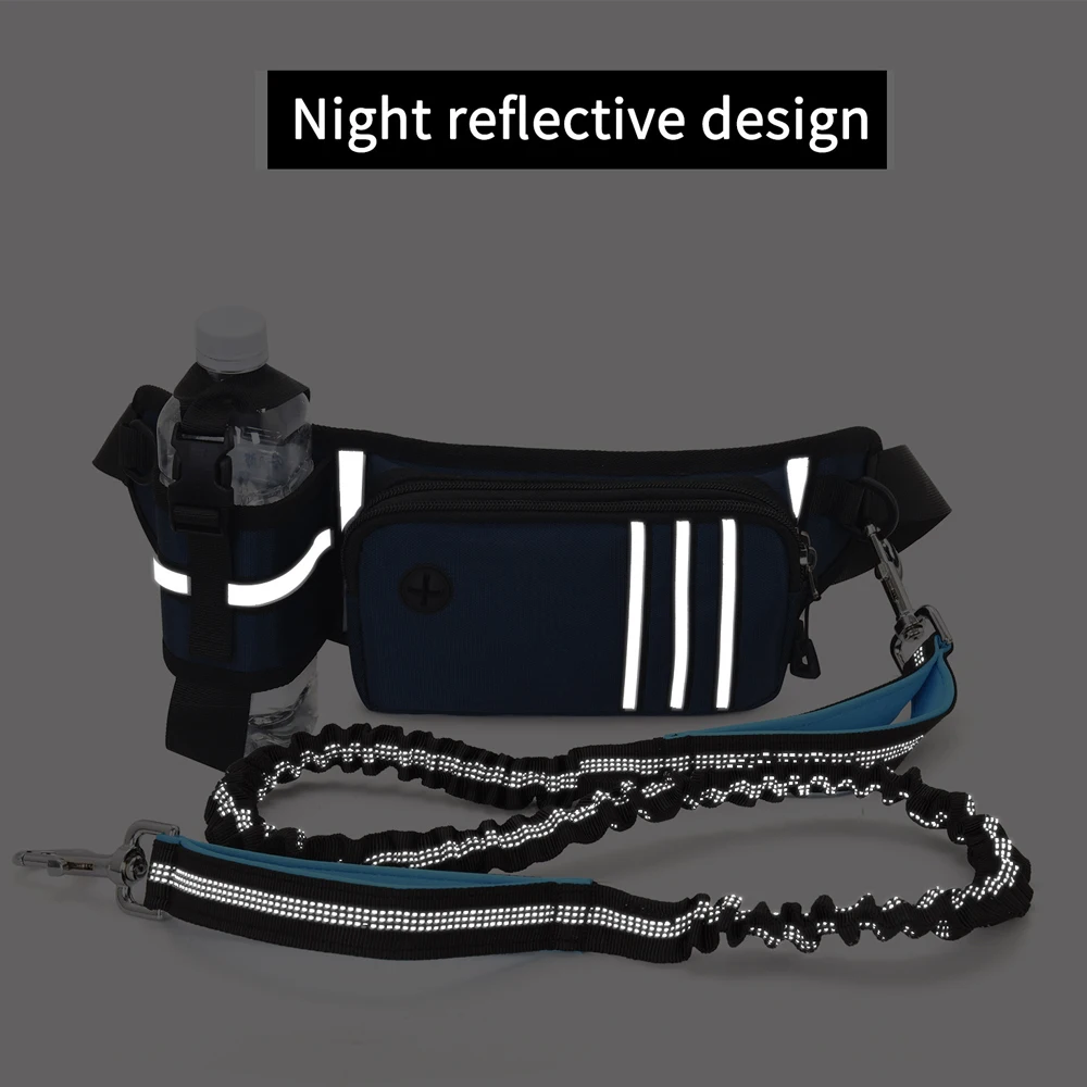 Bungee Waist Leash for Dog, Walking Running Belt for Medium & Large Dogs, Fanny Pack for Walker Training Hiking Jogging