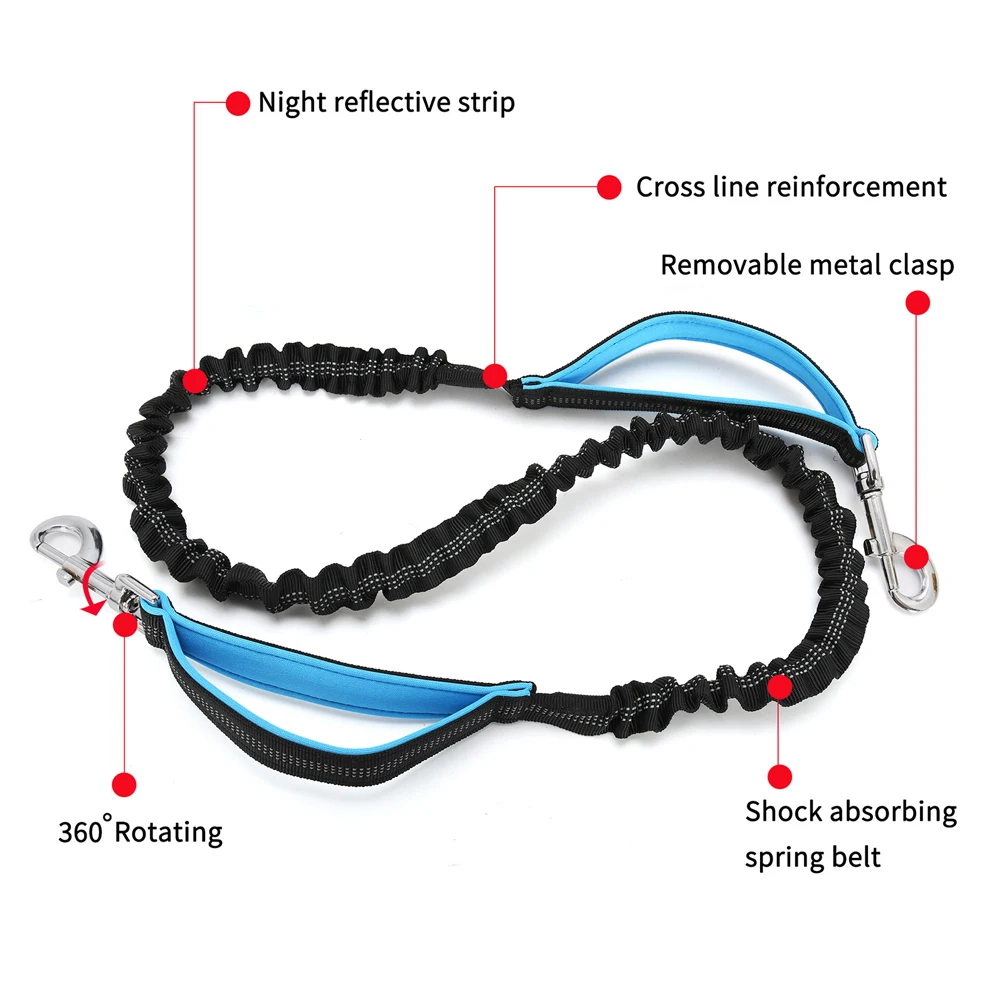 Bungee Waist Leash for Dog, Walking Running Belt for Medium & Large Dogs, Fanny Pack for Walker Training Hiking Jogging