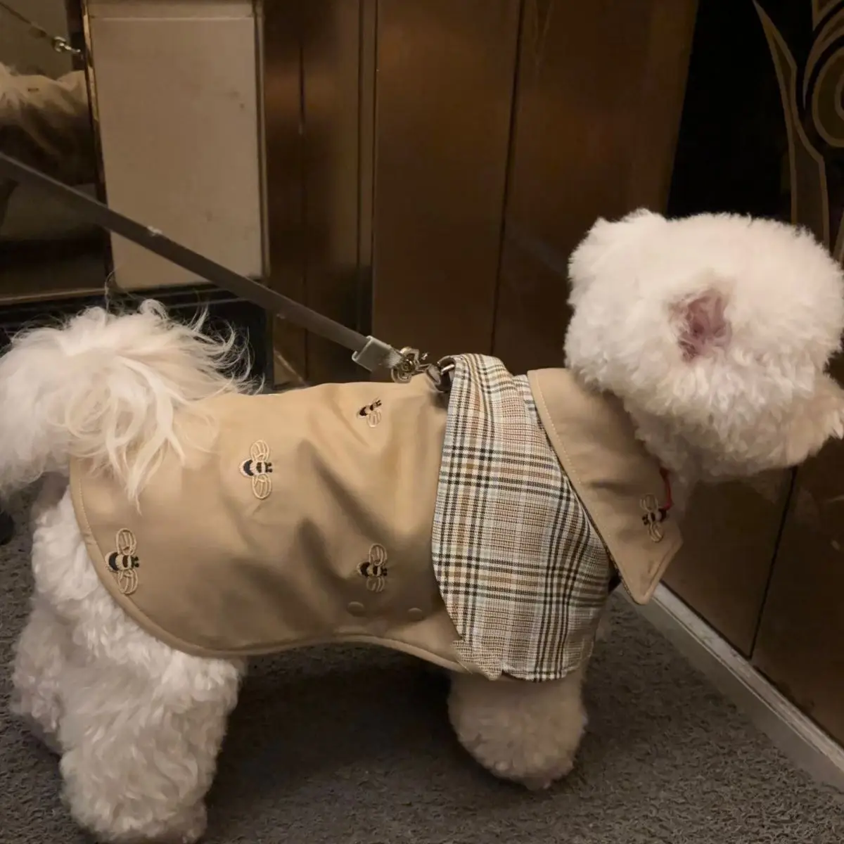 Pet Clothing Vintage Detective Cape English Tie Plaid Cape Small Dog Pet Outerwear Brown Dog Cape Puppy Clothes