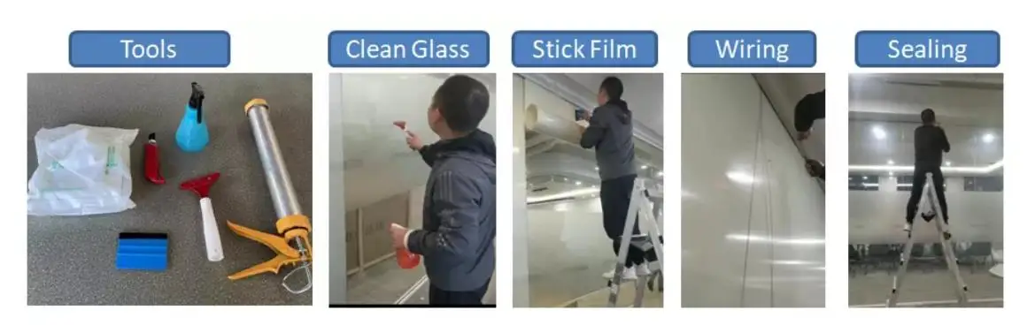 PDLC Smart Glass Window Film Electrochromic Tint Film with Remote Customized Size Switchable Glass Film