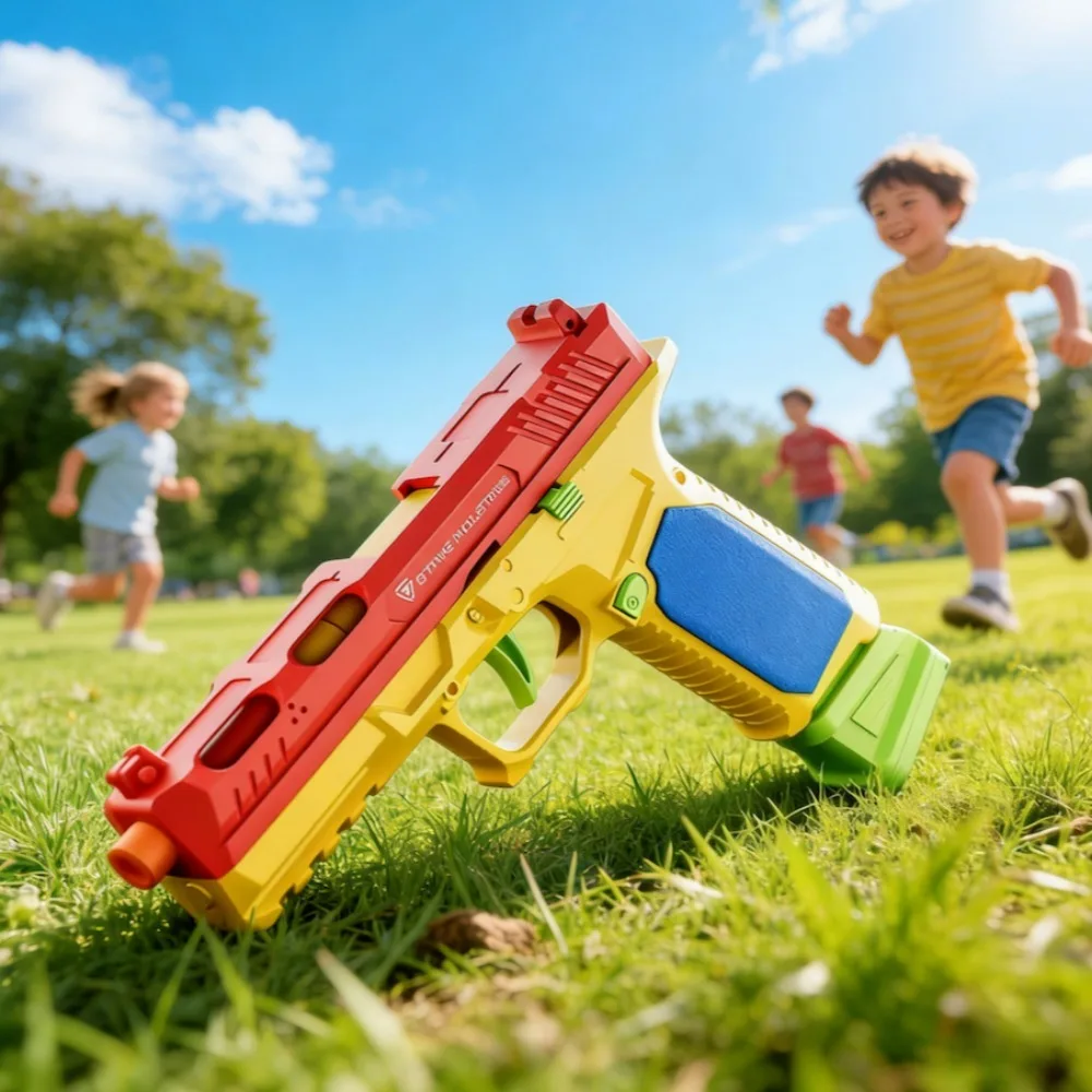 SIG17 Hanging Toy Gun Continuous Firing Building Block Pistol Shell Throwing Airsoft Blowback Toy Outdoor Shooting for Children
