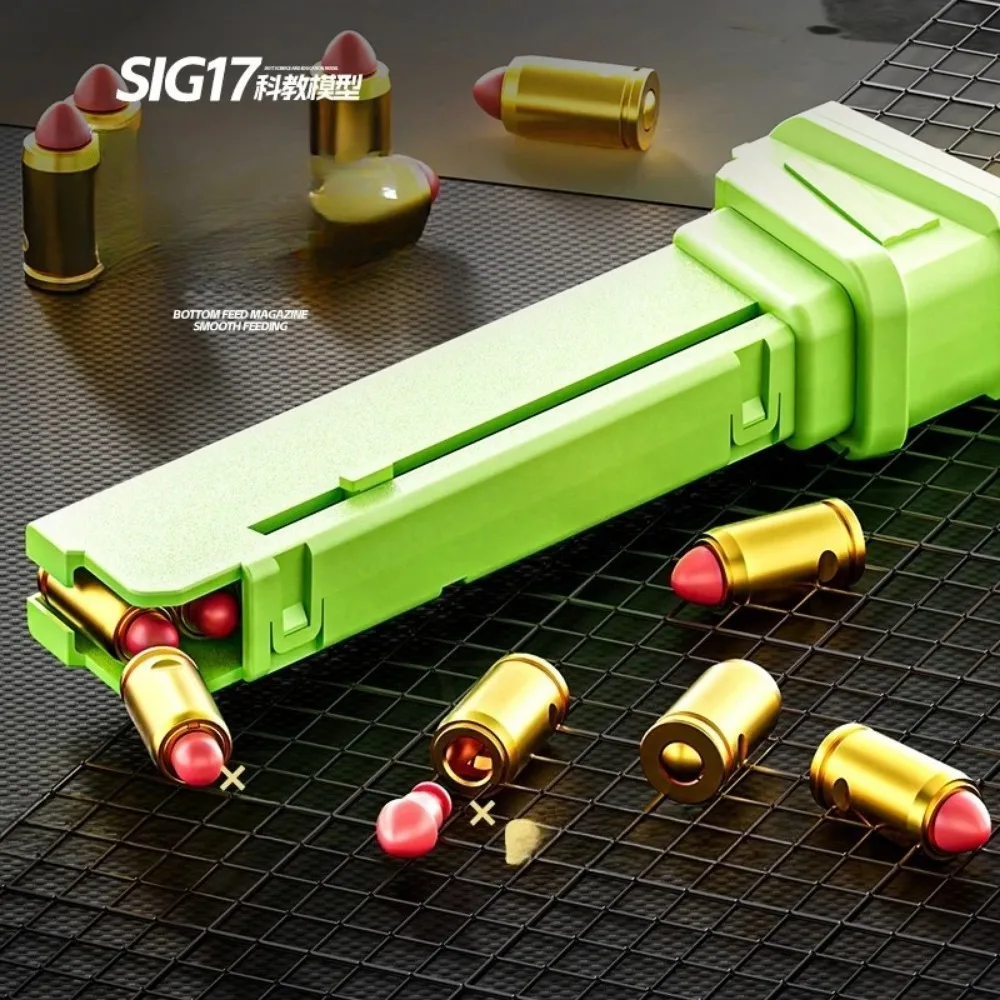 SIG17 Hanging Toy Gun Continuous Firing Building Block Pistol Shell Throwing Airsoft Blowback Toy Outdoor Shooting for Children