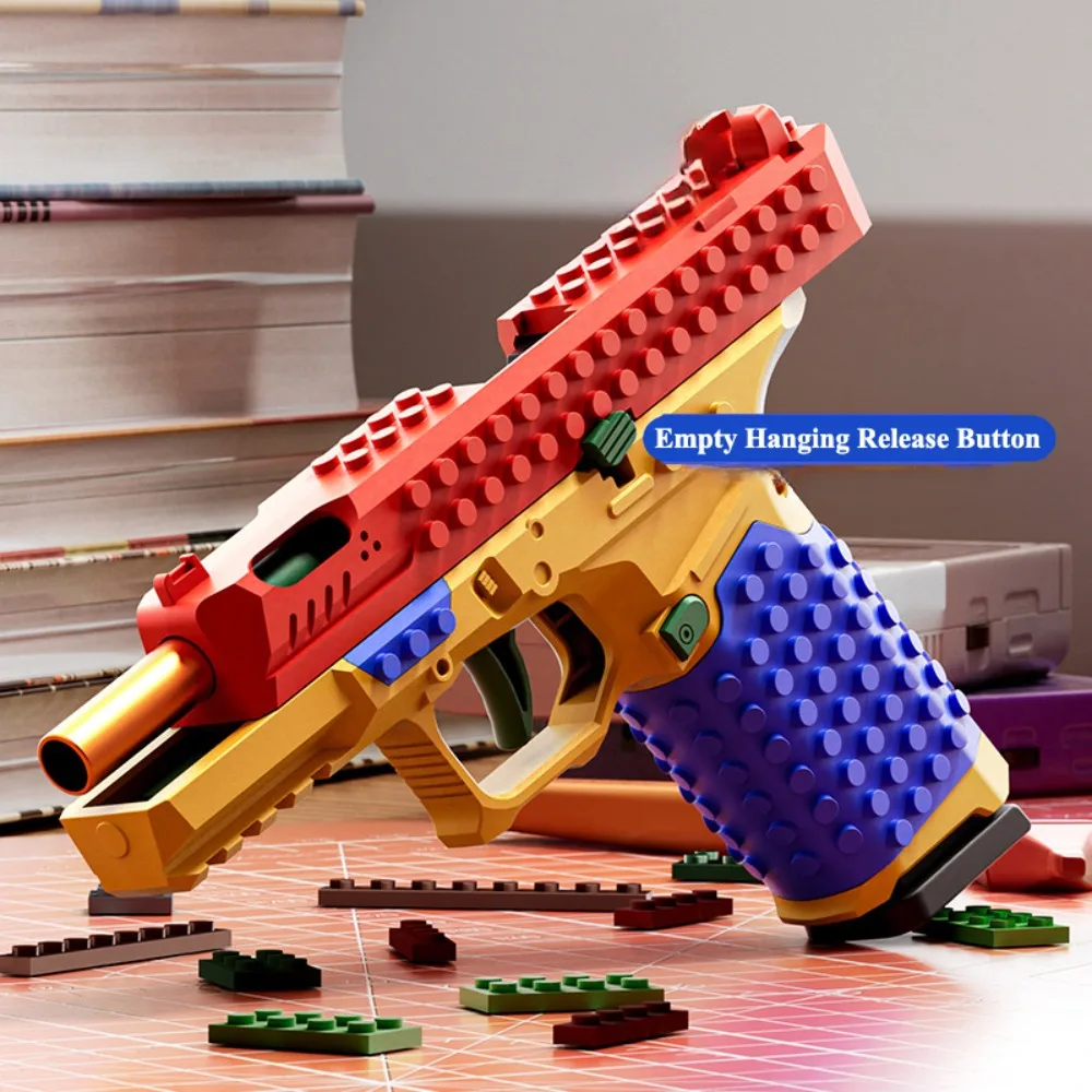 SIG17 Hanging Toy Gun Continuous Firing Building Block Pistol Shell Throwing Airsoft Blowback Toy Outdoor Shooting for Children