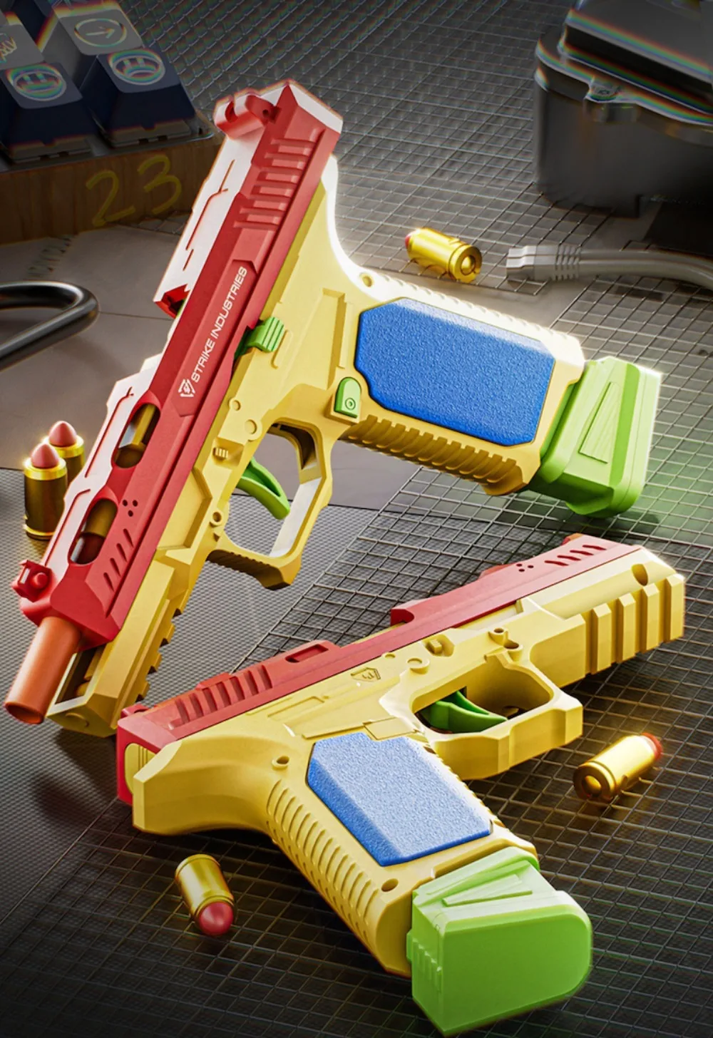 SIG17 Hanging Toy Gun Continuous Firing Building Block Pistol Shell Throwing Airsoft Blowback Toy Outdoor Shooting for Children