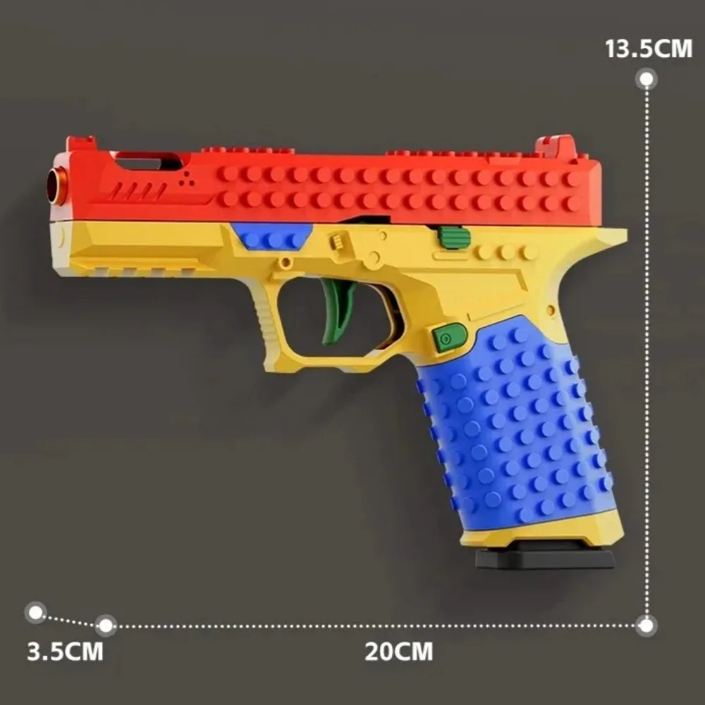 SIG17 Hanging Toy Gun Continuous Firing Building Block Pistol Shell Throwing Airsoft Blowback Toy Outdoor Shooting for Children