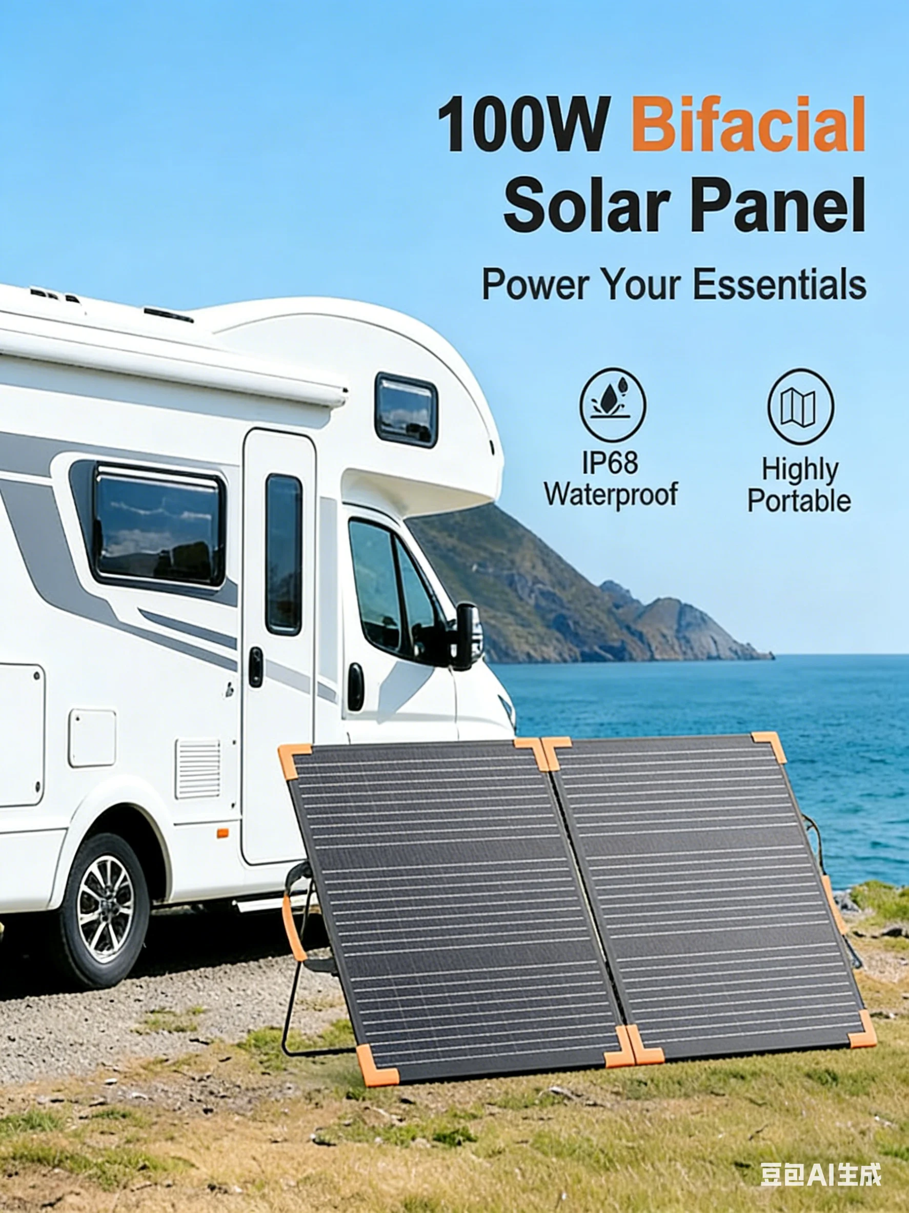 Bifacial Solar Panel Balkonkraftwerk100W/200W/400W 20V/40V Portable Foldable Solar Charger Generator Camping RV Boat Emergency