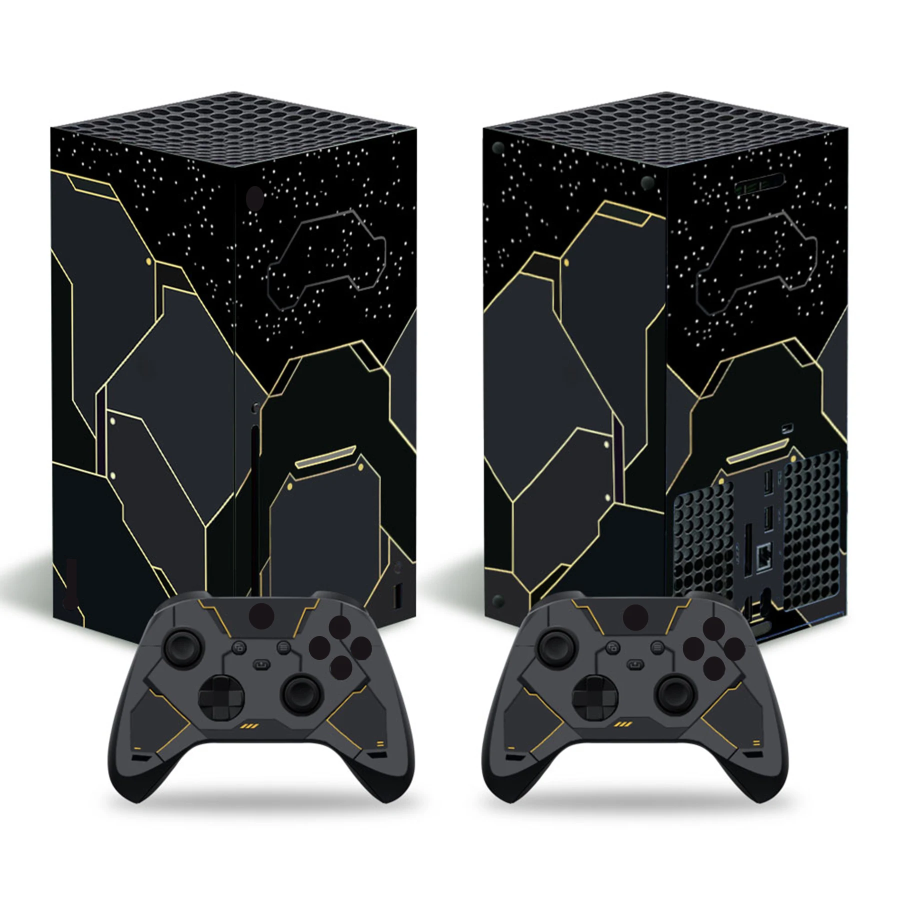 For X-box Series X Console and 2 Controllers Skin Sticker Geometric Lattice Protective Vinyl Decal Full Set for XSX Skin