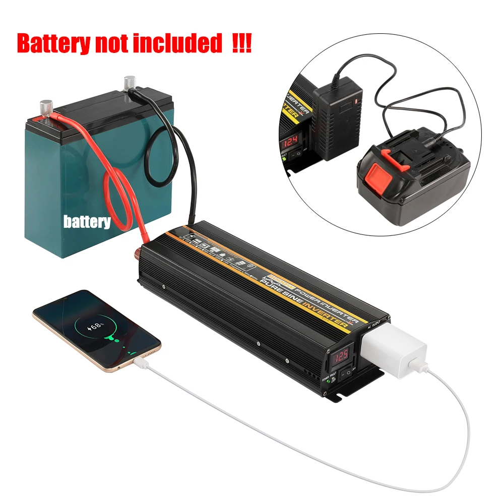 Pure Sine Wave Inverter 12V/24V/48V/60V To AC 110V 220V 8000/6000/4000/3000W Voltage Transformer Power Converter Solar Inverter