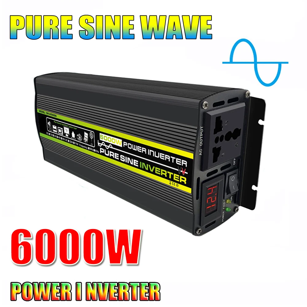 Pure Sine Wave Inverter 12V/24V/48V/60V To AC 110V 220V 8000/6000/4000/3000W Voltage Transformer Power Converter Solar Inverter