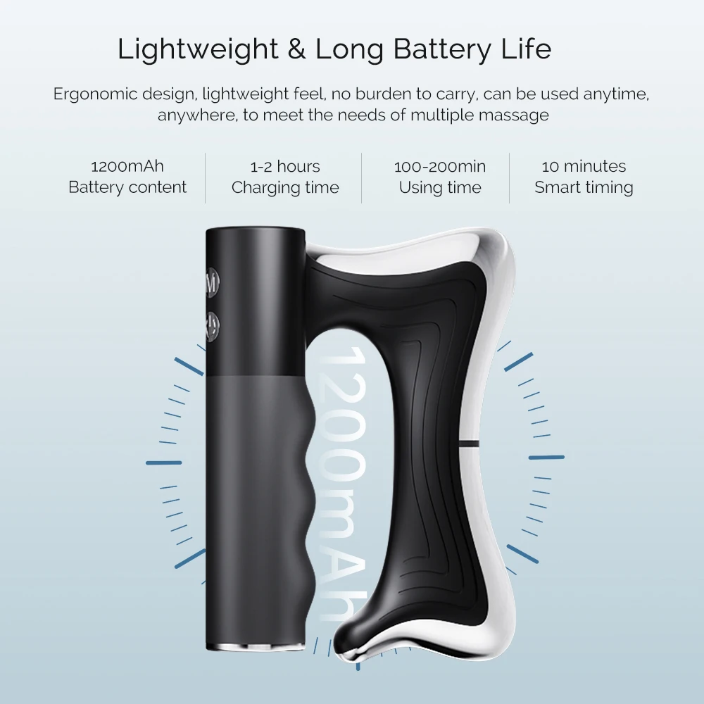 Electric Fascia Scraper Muscle Massager Portable Deep Tissue Vibration Massage Tool Muscle Relaxation Device for Back Neck Shoulder Legs