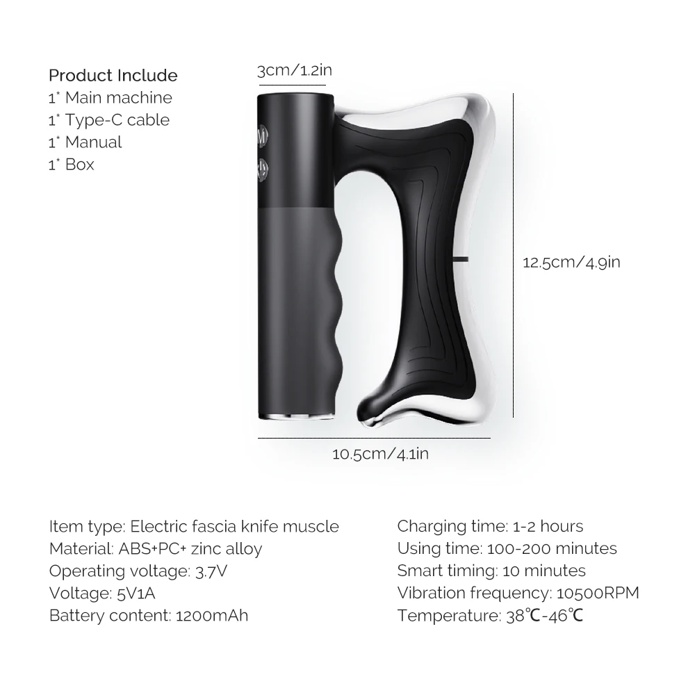Electric Fascia Scraper Muscle Massager Portable Deep Tissue Vibration Massage Tool Muscle Relaxation Device for Back Neck Shoulder Legs