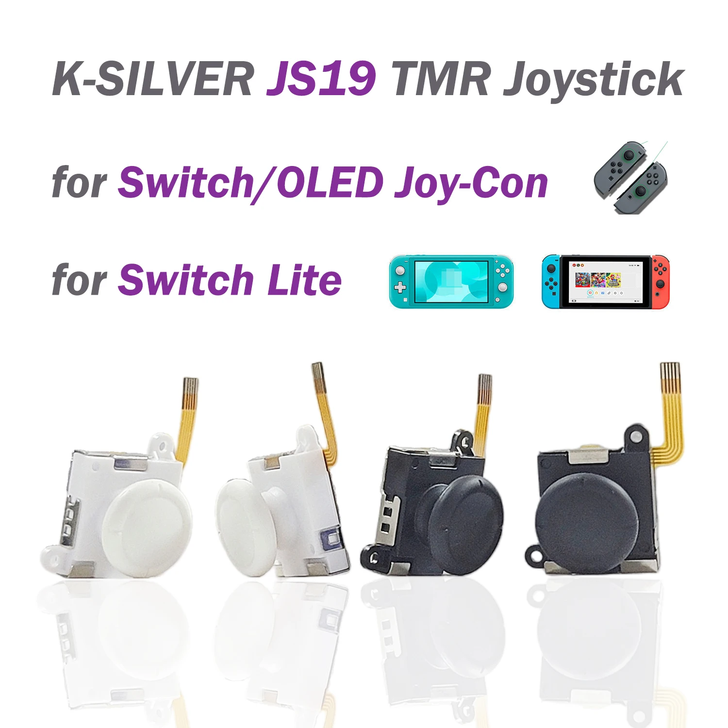 2/4/10pcs K-SILVER JS19 TMR Electromagnetic Joystick for Switch/NS OLED JoyCon NS Lite Replacement 3D Analog White ThumbStick