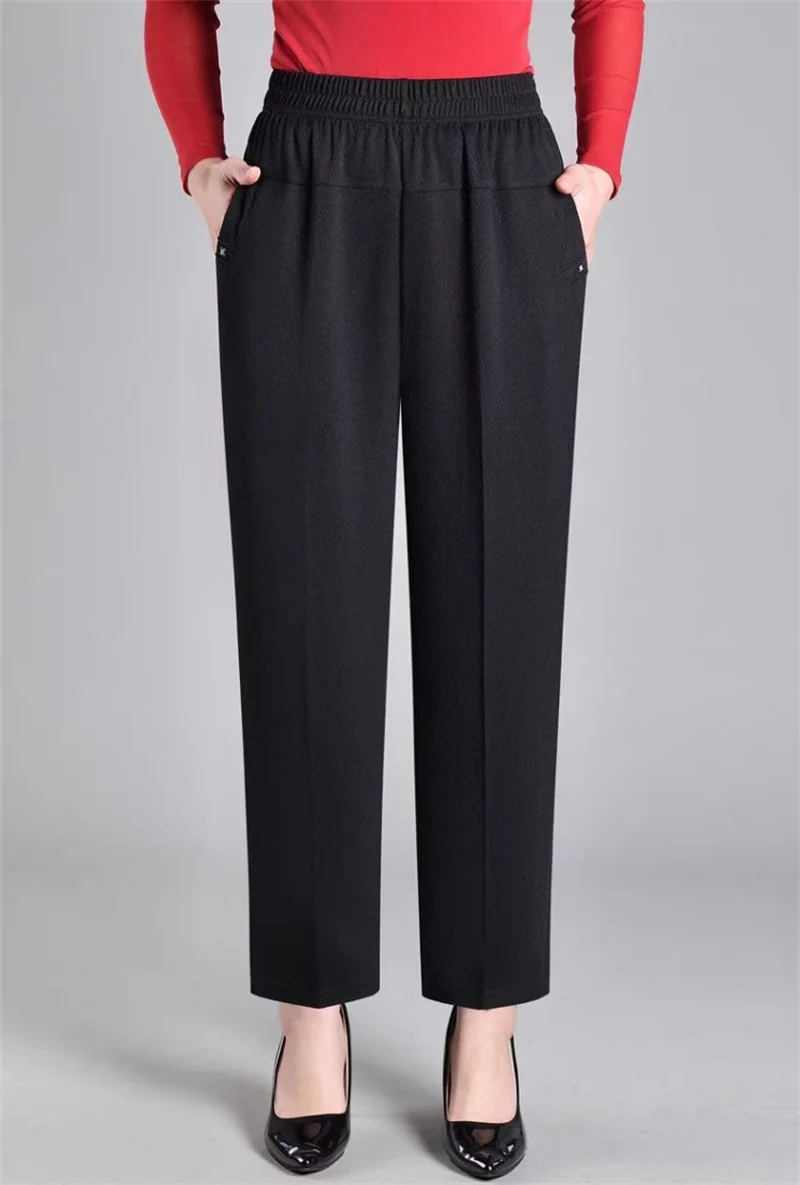 5XL 6XL 7XL 8XL Women Summer Pants 2026 New Elastic High Waist Casual Ninth Pants Middle-aged Elderly Female Straight Mom Pants