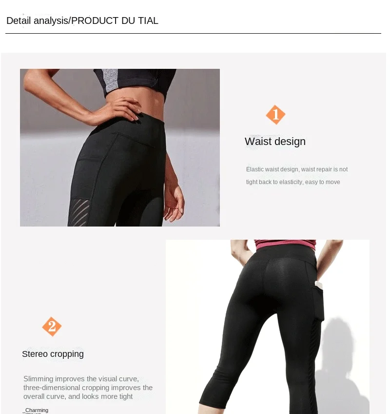 Sport Shorts cropped pants Female Fitness Nudity High Waist Hip Lift Running Yoga Side Pockets Tights Quick Dry Gym Sportswear