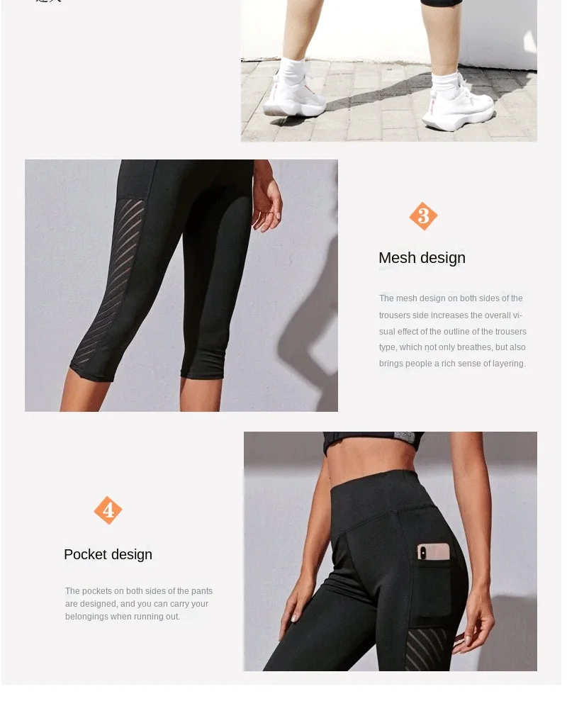 Sport Shorts cropped pants Female Fitness Nudity High Waist Hip Lift Running Yoga Side Pockets Tights Quick Dry Gym Sportswear