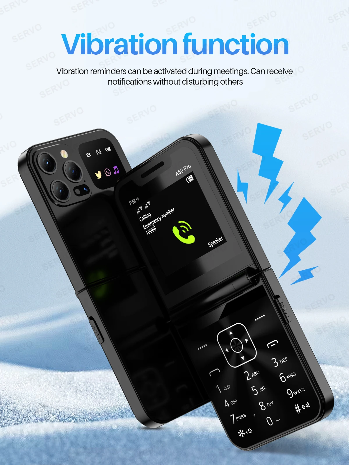 SERVO A50 PRO Foldable Mobile Phone Auto FM Radio Call Record Speed Dial Magic Voice Dual SIM GSM Unlocked Cellphone 2.4" Type-C