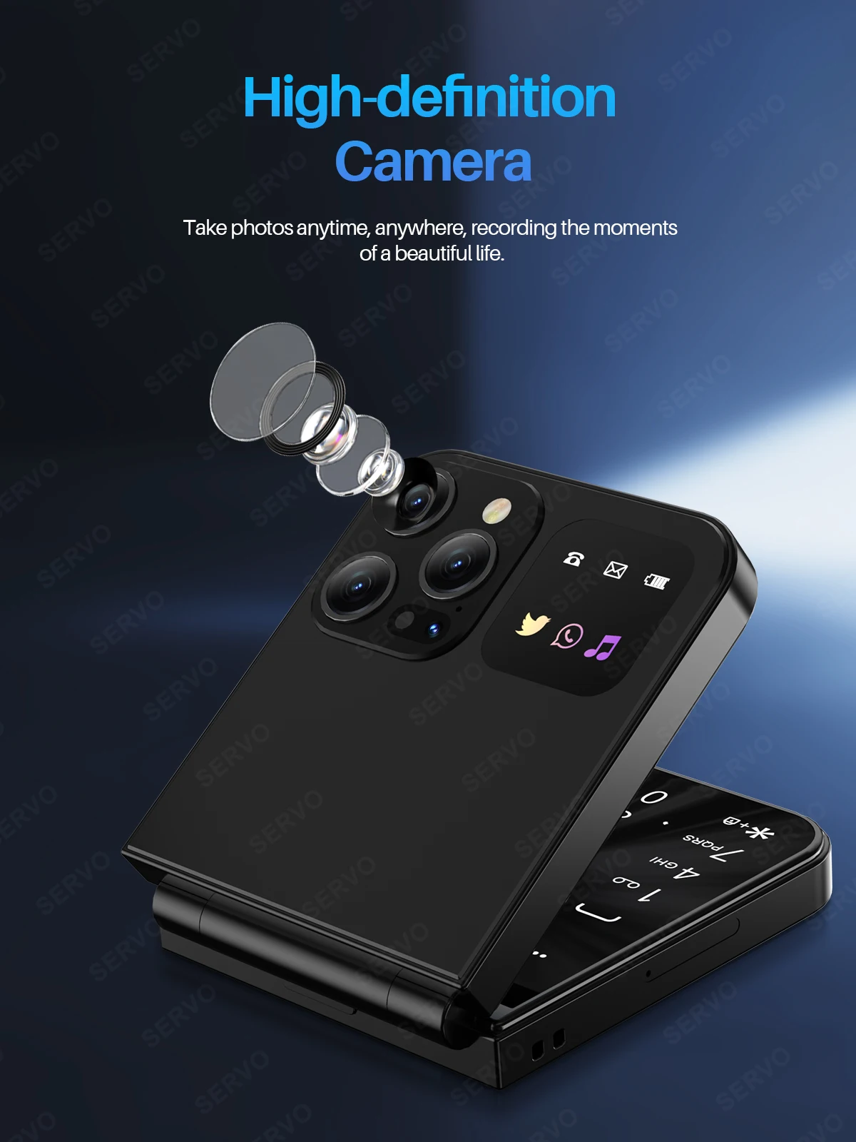 SERVO A50 PRO Foldable Mobile Phone Auto FM Radio Call Record Speed Dial Magic Voice Dual SIM GSM Unlocked Cellphone 2.4" Type-C