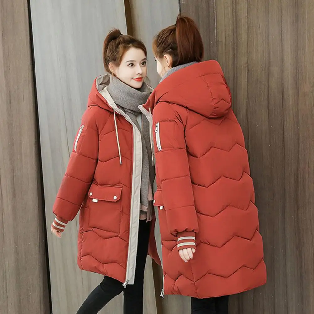 2024 New Women Long Down Cotton Jacket Korean Loose Cotton Coat Winter Thicken Warm Women Parkas Winter Female Hooded Coat