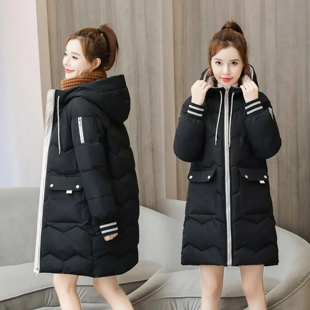 2024 New Women Long Down Cotton Jacket Korean Loose Cotton Coat Winter Thicken Warm Women Parkas Winter Female Hooded Coat