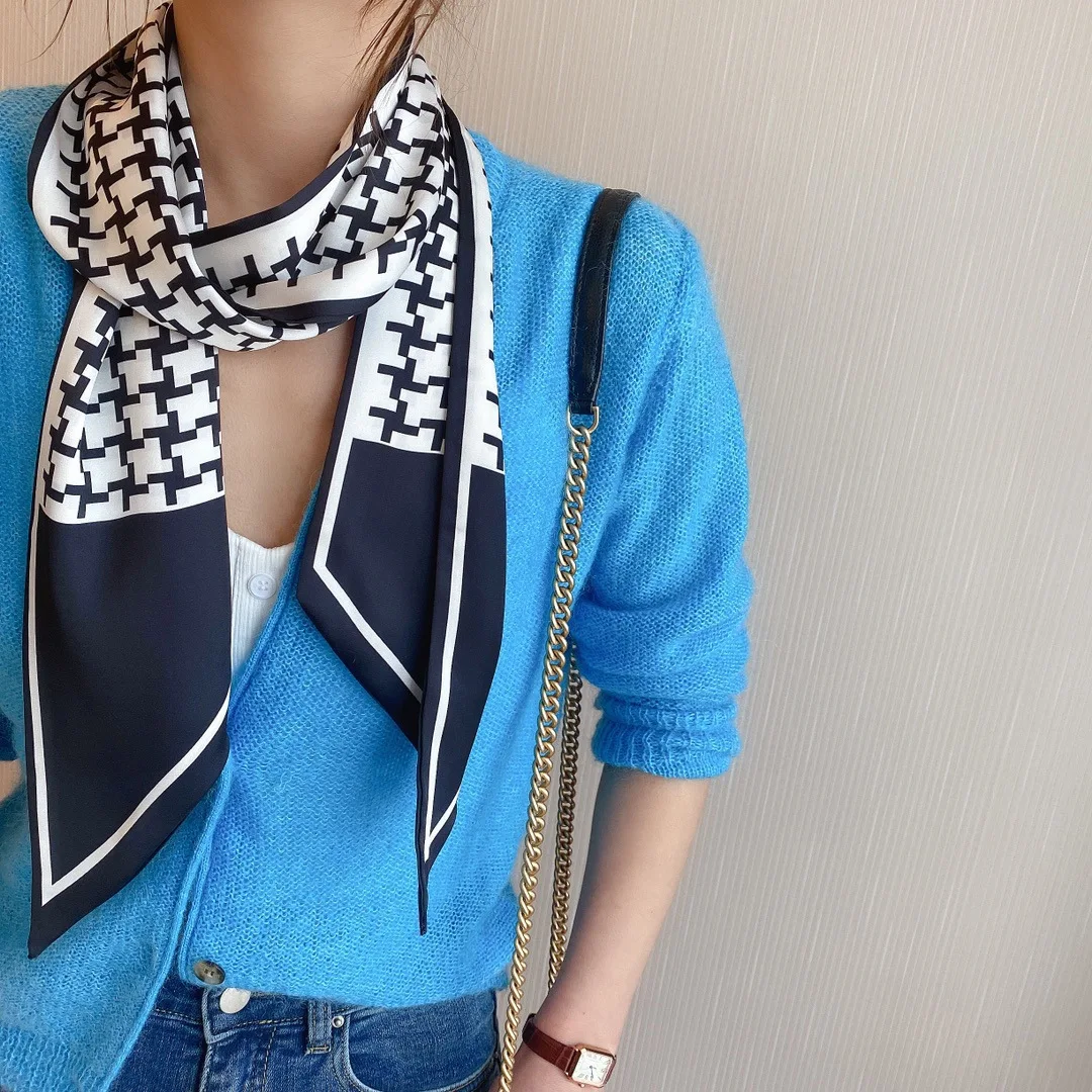 Long Neckerchief Skinny Hair Ribbons Scarf Women Fashion Headbands Neck Scarfs Printed Hairband Cute Bag Scarves Female 13x150cm