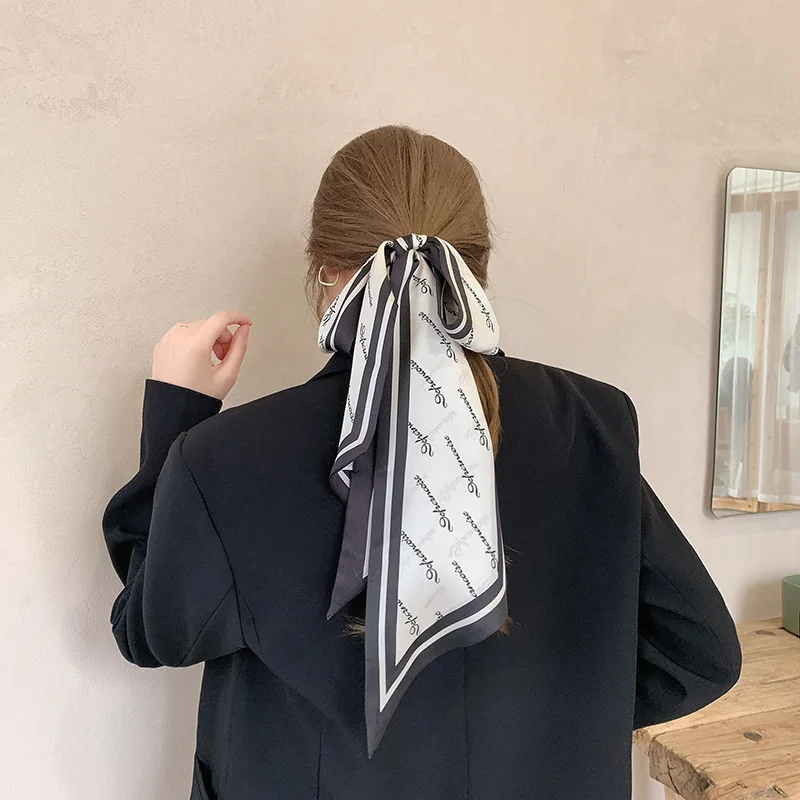 Long Neckerchief Skinny Hair Ribbons Scarf Women Fashion Headbands Neck Scarfs Printed Hairband Cute Bag Scarves Female 13x150cm