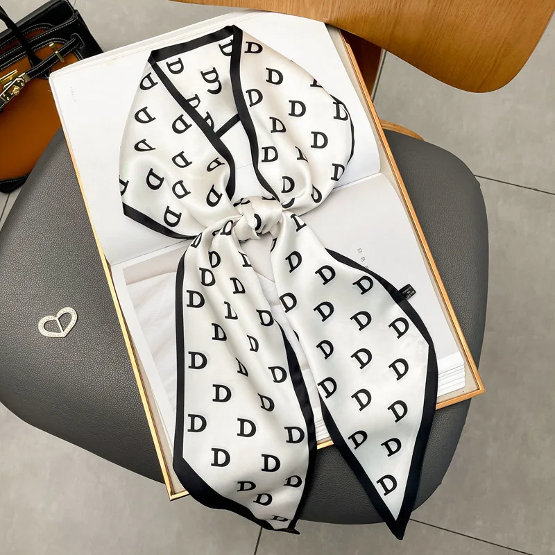 Long Neckerchief Skinny Hair Ribbons Scarf Women Fashion Headbands Neck Scarfs Printed Hairband Cute Bag Scarves Female 13x150cm