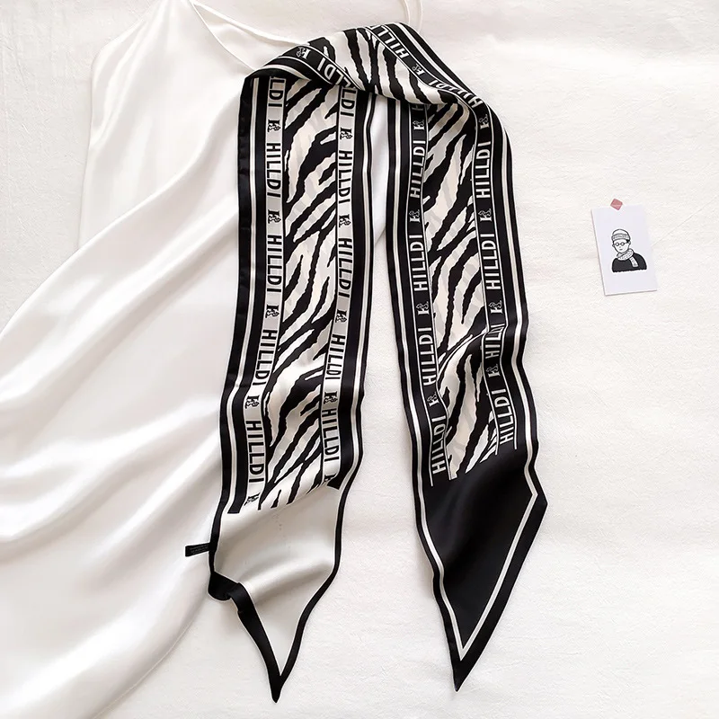 Long Neckerchief Skinny Hair Ribbons Scarf Women Fashion Headbands Neck Scarfs Printed Hairband Cute Bag Scarves Female 13x150cm