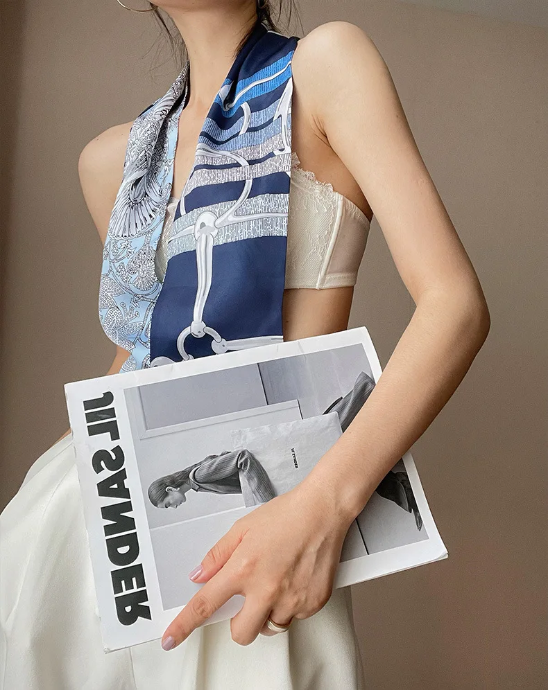Long Neckerchief Skinny Hair Ribbons Scarf Women Fashion Headbands Neck Scarfs Printed Hairband Cute Bag Scarves Female 13x150cm