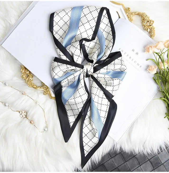 Long Neckerchief Skinny Hair Ribbons Scarf Women Fashion Headbands Neck Scarfs Printed Hairband Cute Bag Scarves Female 13x150cm