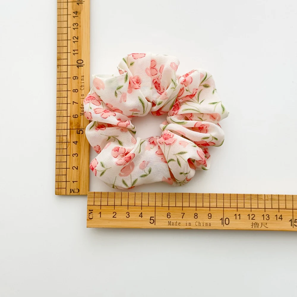 Chiffon Flower Elastic Hairbands Floral Printed Scrunchies for Hair Women Hair Accessories Ponytail Holder Hair Ties Rubber Band