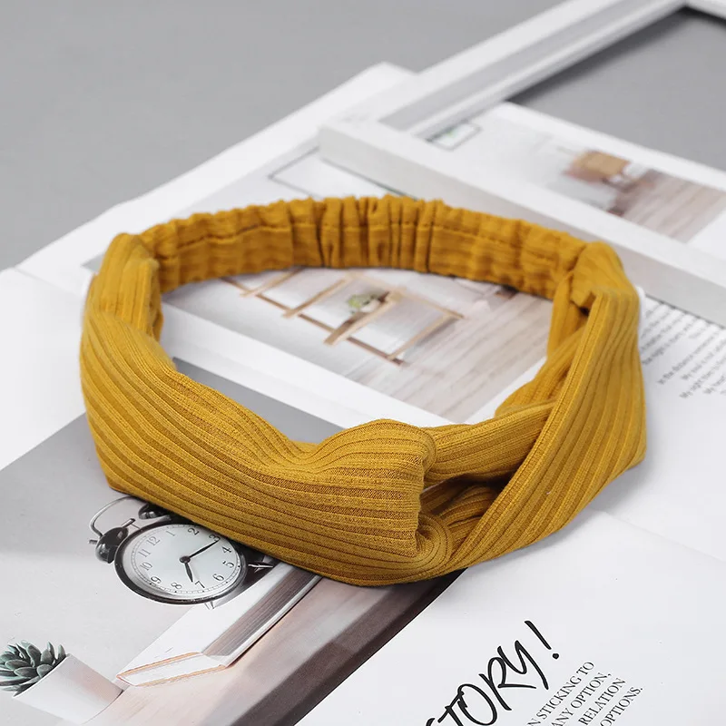 Vintage Suede Soft Cross Knot Elastic Headband for Women Girls Summer Soild Color Turban Bandanas Hair Bands Hair Accessories