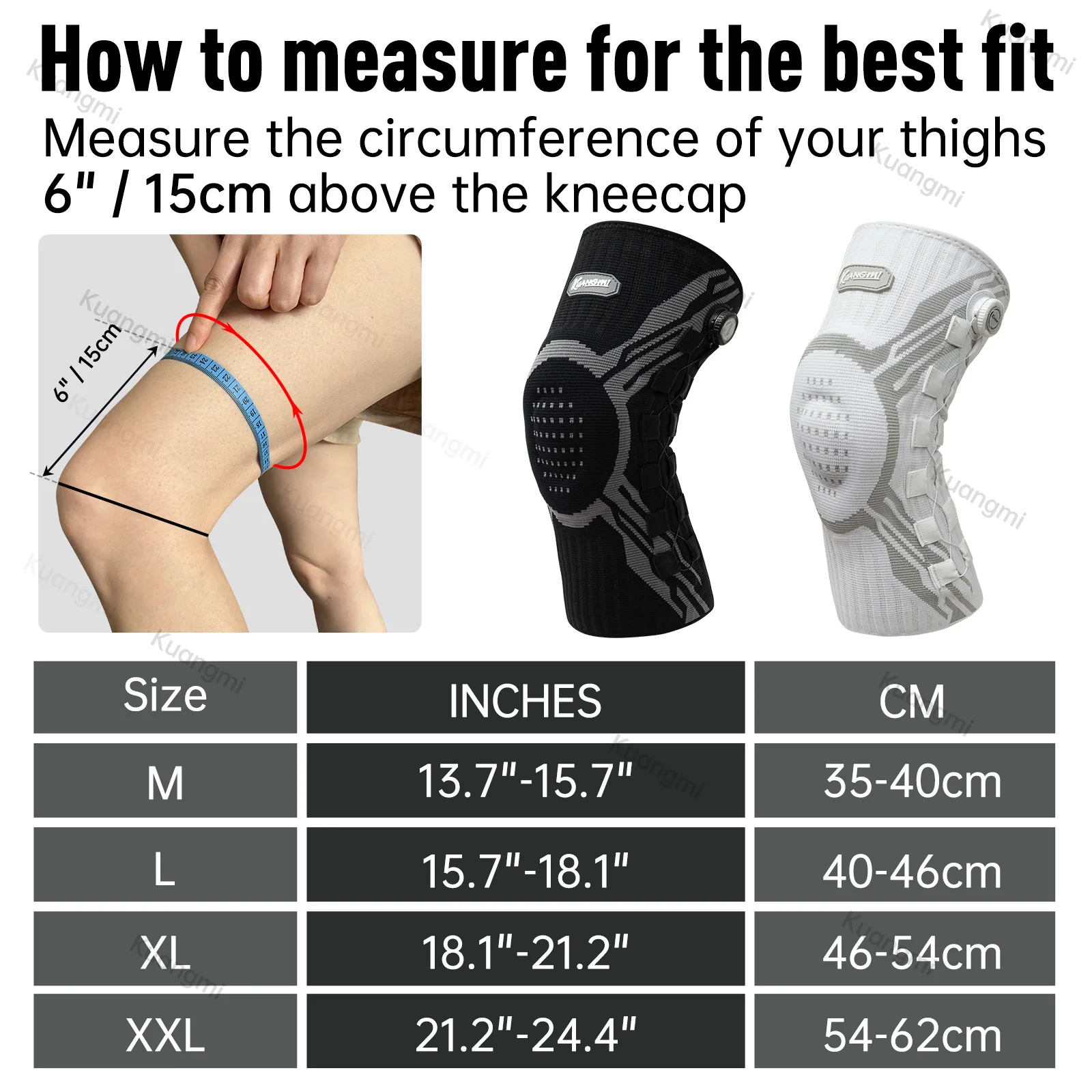Kuangmi Professional Knee Brace Support for Pain Relief, Joint Recovery and Sports