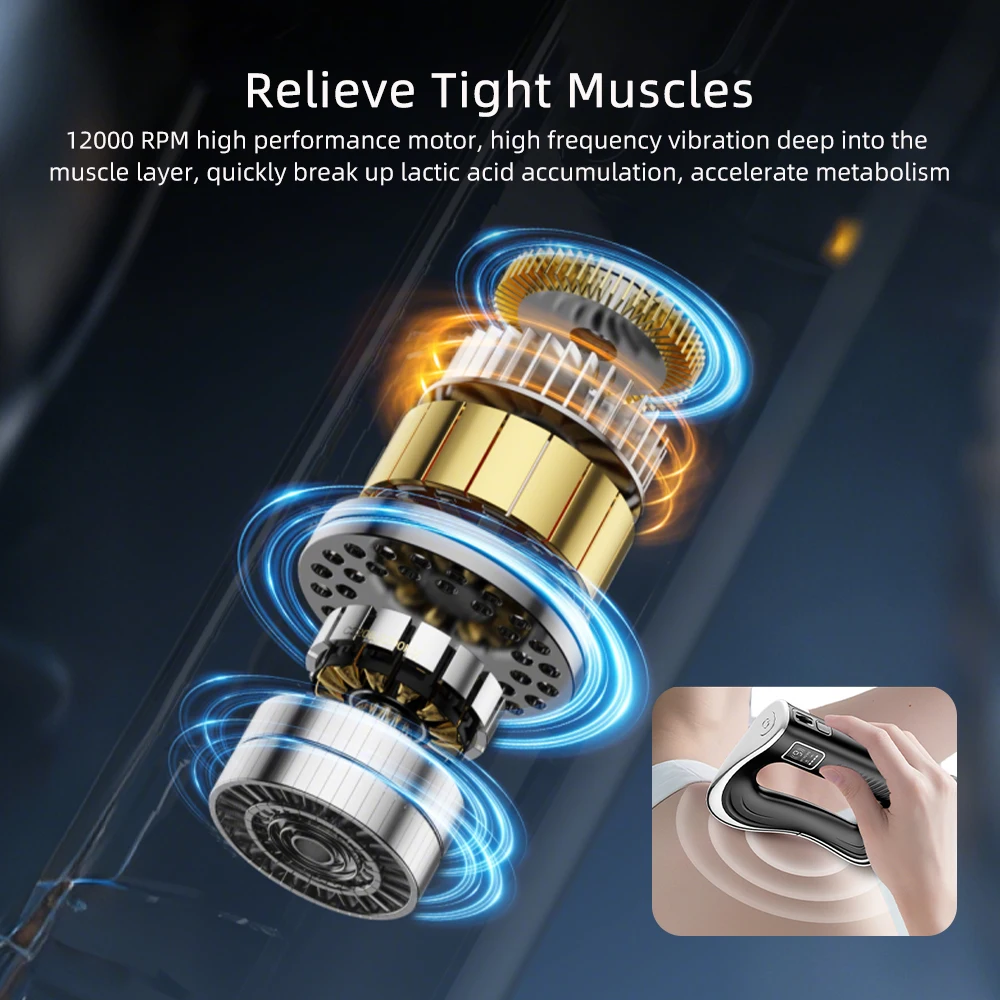 Electric Fascia Knife Massager High Frequency Vibration Muscle Scraper 9 Gears Portable Full Body Deep Tissue Muscle Relaxation Device for Gym Office Home