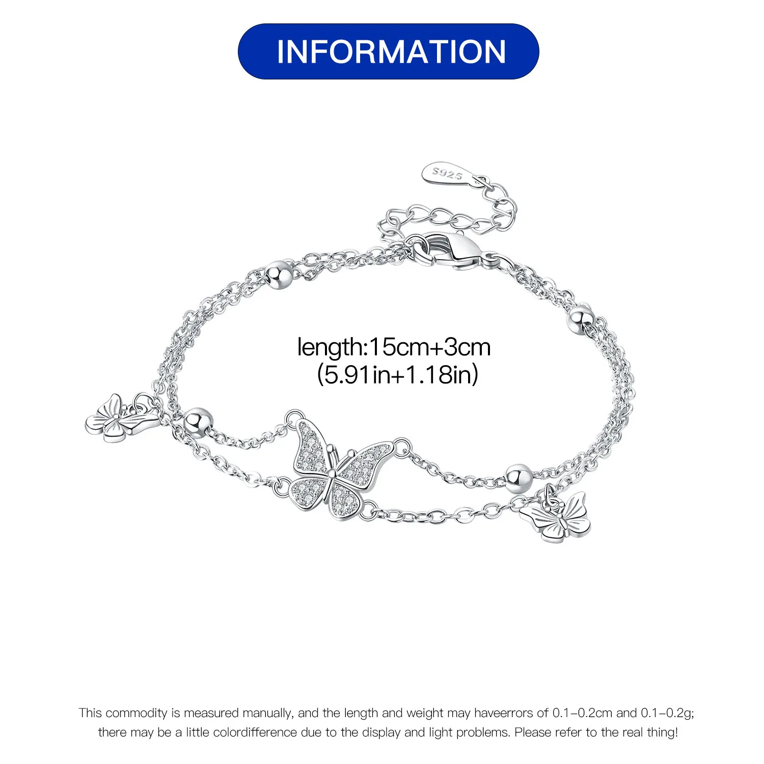 New 925 Sterling Silver Exquisite Golden Starry Bracelet Chain Link Women Bracelet Birthday Festival Jewelry Gifts