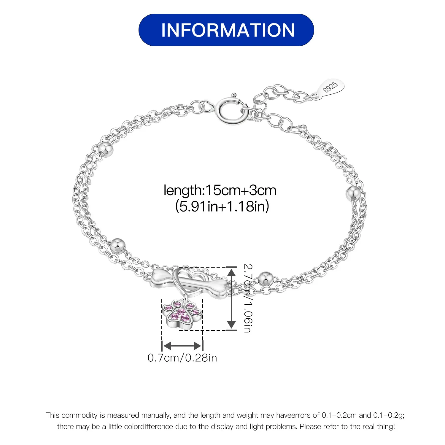 New 925 Sterling Silver Exquisite Golden Starry Bracelet Chain Link Women Bracelet Birthday Festival Jewelry Gifts
