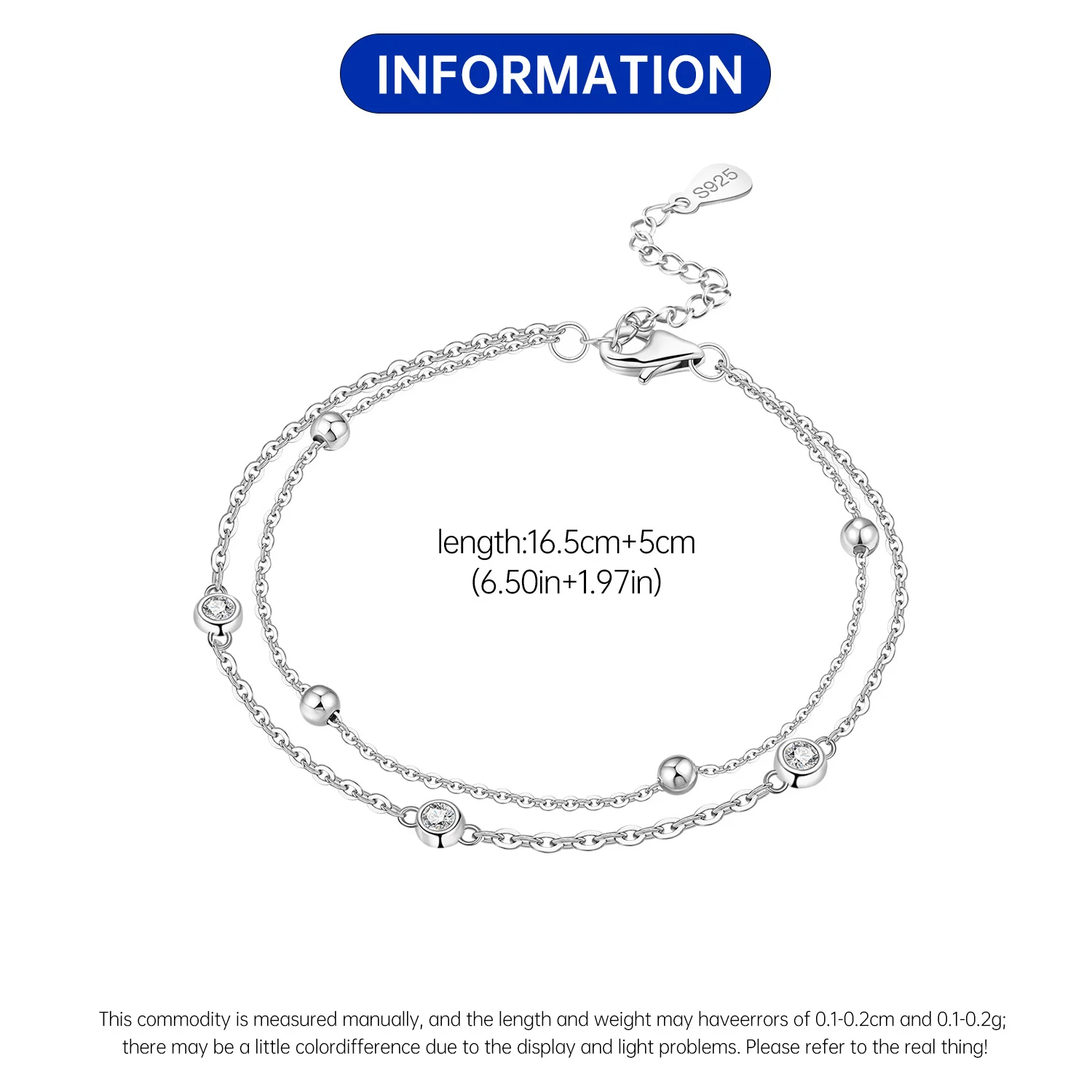 New 925 Sterling Silver Exquisite Golden Starry Bracelet Chain Link Women Bracelet Birthday Festival Jewelry Gifts