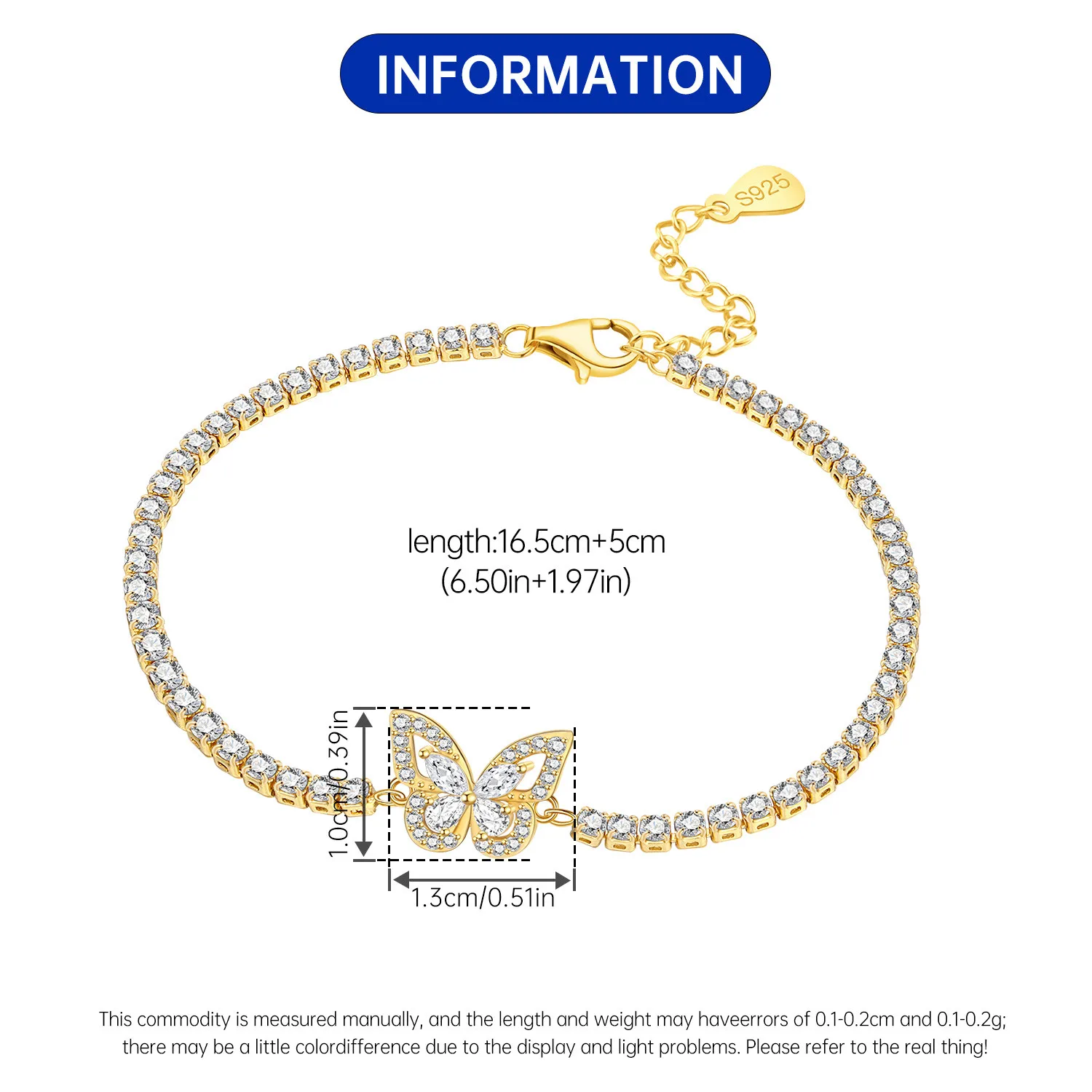 New 925 Sterling Silver Exquisite Golden Starry Bracelet Chain Link Women Bracelet Birthday Festival Jewelry Gifts