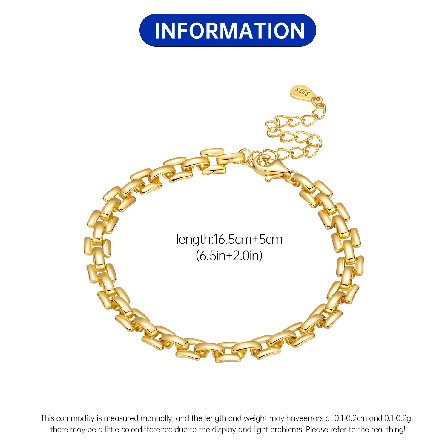 New 925 Sterling Silver Exquisite Golden Starry Bracelet Chain Link Women Bracelet Birthday Festival Jewelry Gifts