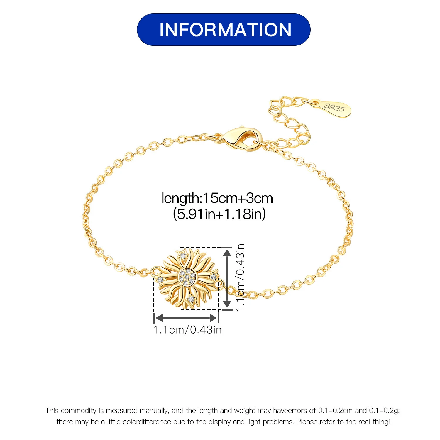 New 925 Sterling Silver Exquisite Golden Starry Bracelet Chain Link Women Bracelet Birthday Festival Jewelry Gifts