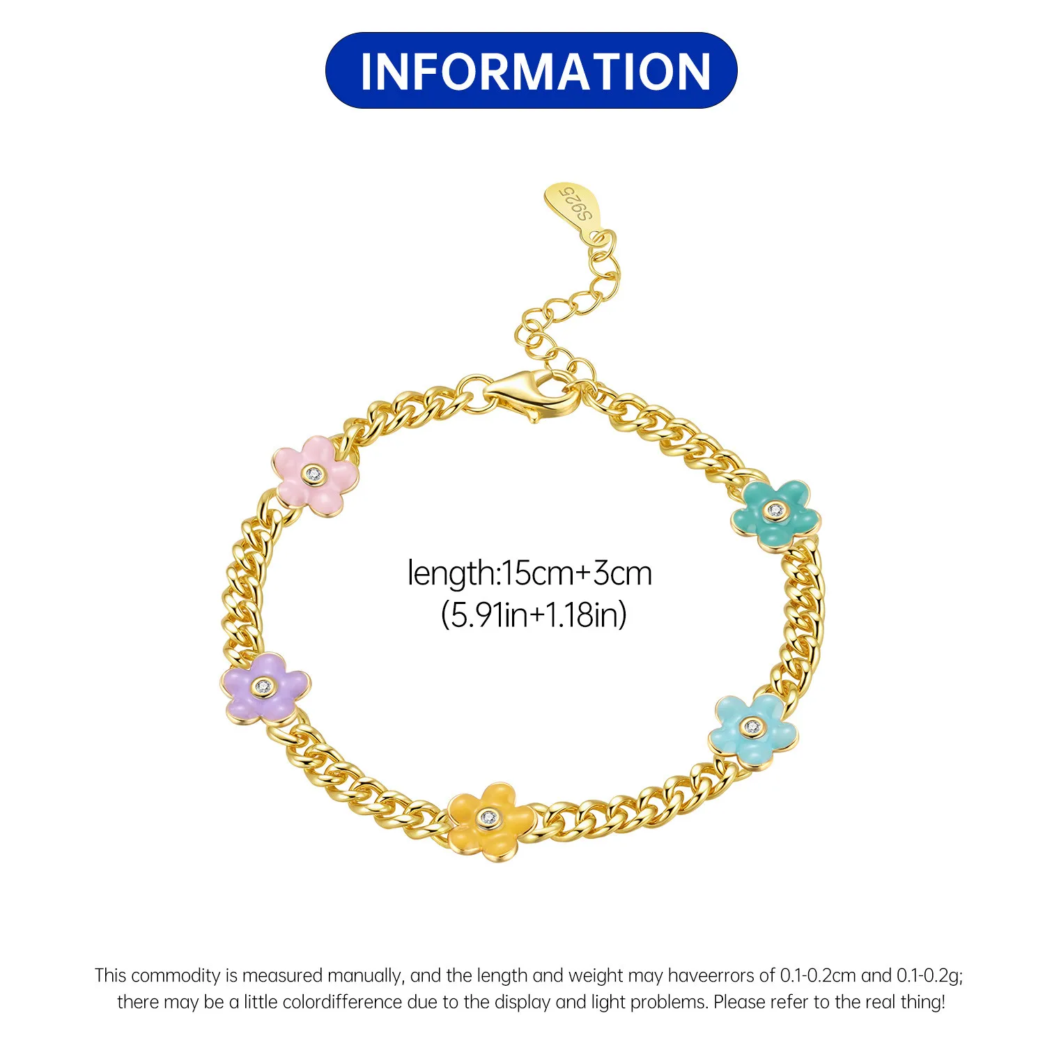 New 925 Sterling Silver Exquisite Golden Starry Bracelet Chain Link Women Bracelet Birthday Festival Jewelry Gifts