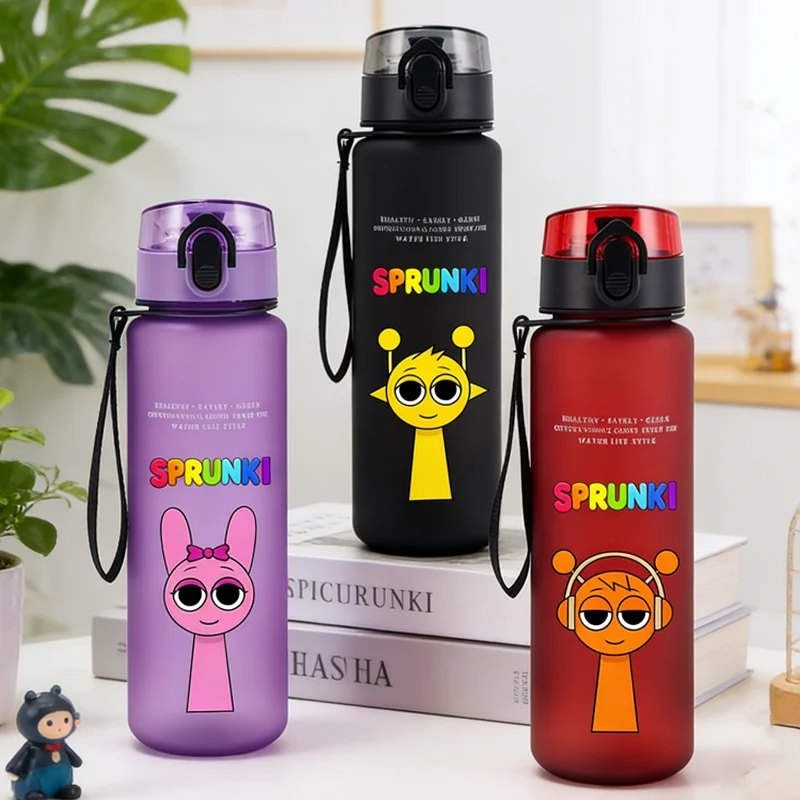 650ML Sprunkis Water Bottle Hot Game Anime Cartoon Drinking Bottles Portable Outdoor Large Capacity Sport Fitness Water Cup Gift