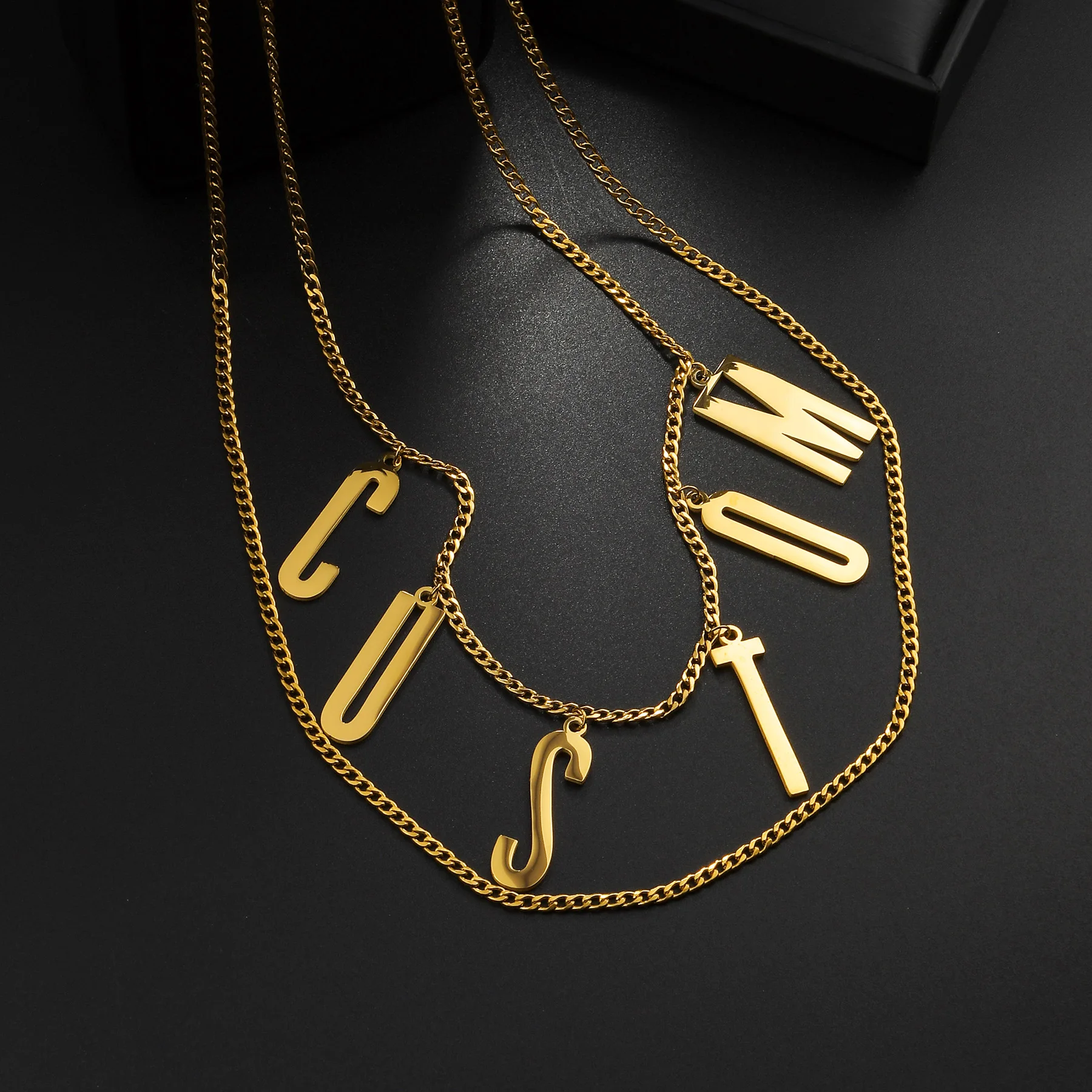Atoztide Personalized Custom Name Waist Chain for Women Stainless Steel 2 Layer Sexy Body Chain Big Letter Birthday Jewerly Gift