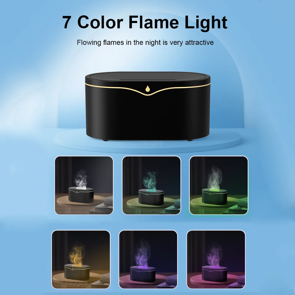 Flame Humidifier Aroma Air Humidifier Mini Essential Oils Humidifiers for Home Aromatherapy Fragrance Diffuser with LED Light
