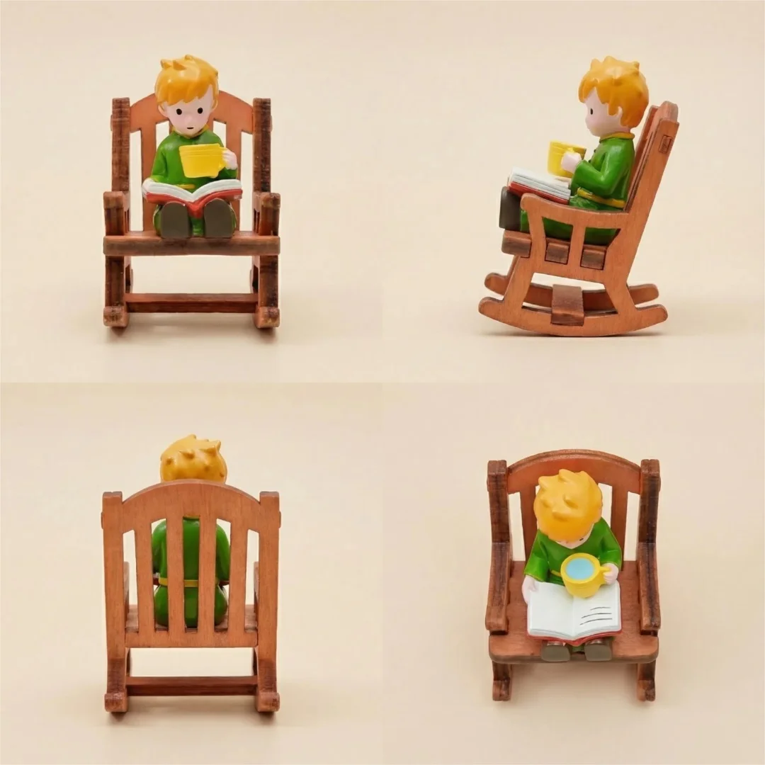 Fairy Tale Prince Rocking Chair Reading Figurine Cute Miniature Desktop Ornament for Home Office Shelf Dreamy Gift For Children