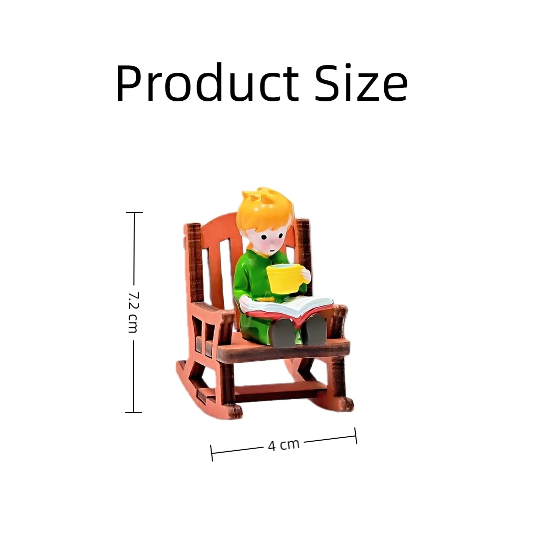 Fairy Tale Prince Rocking Chair Reading Figurine Cute Miniature Desktop Ornament for Home Office Shelf Dreamy Gift For Children