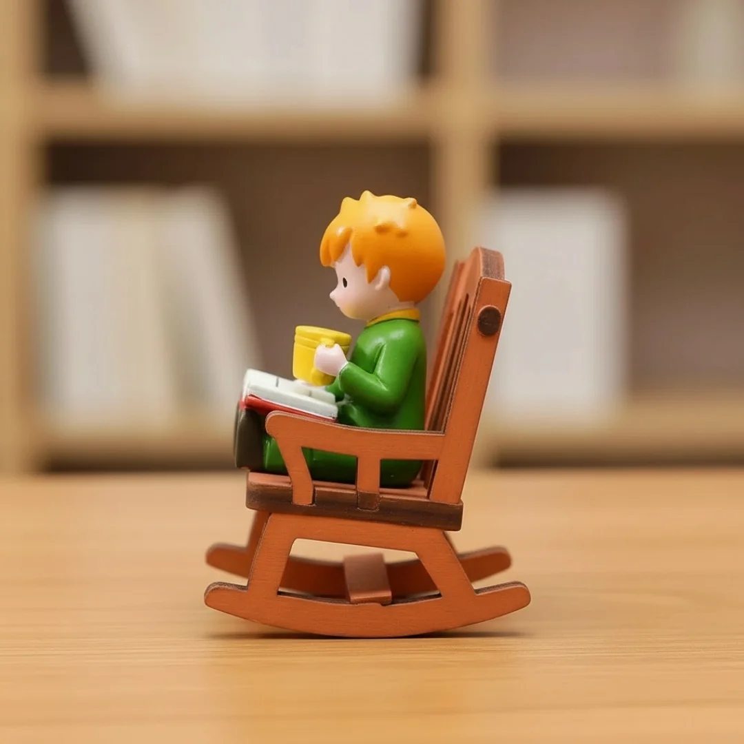 Fairy Tale Prince Rocking Chair Reading Figurine Cute Miniature Desktop Ornament for Home Office Shelf Dreamy Gift For Children