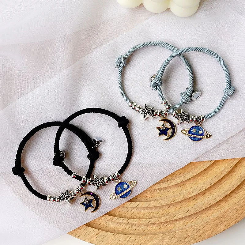 Magnet Couple Bracelets for Woman Men Romantic Heart Matching Lovers Natural Stone Beads Yoga Bracelet Valentine Gift Jewelry